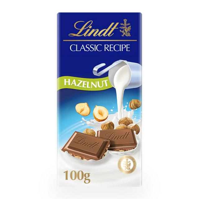 Lindt Classic Recipe Milk Hazelnut Chocolate Bar 100g - gallery image 1
