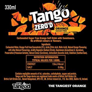Tango 8 x 330ml Zero'd Orange Sugar Free Soft Drink Cans - gallery image 2