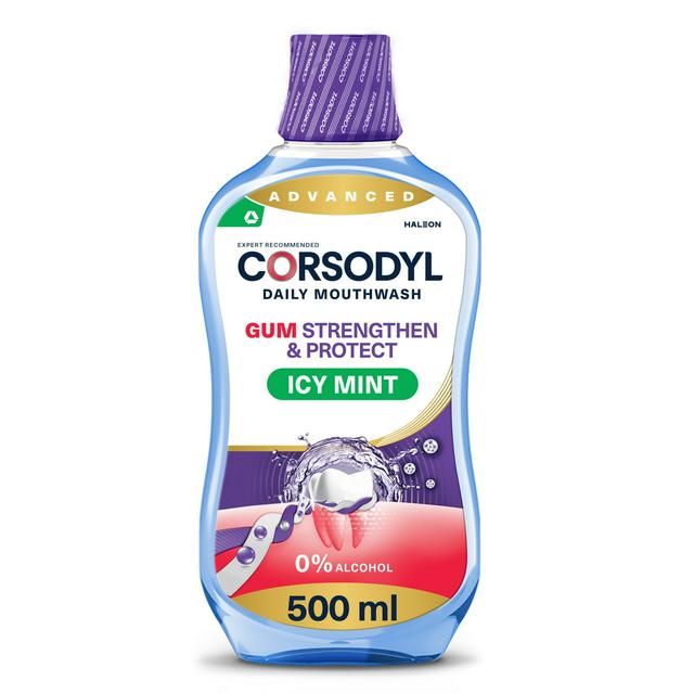 Corsodyl Gum Strengthen & Protect Mouthwash Icy Mint 500ml - gallery image 1