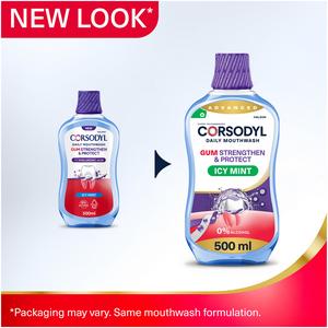 Corsodyl Gum Strengthen & Protect Mouthwash Icy Mint 500ml - gallery image 2