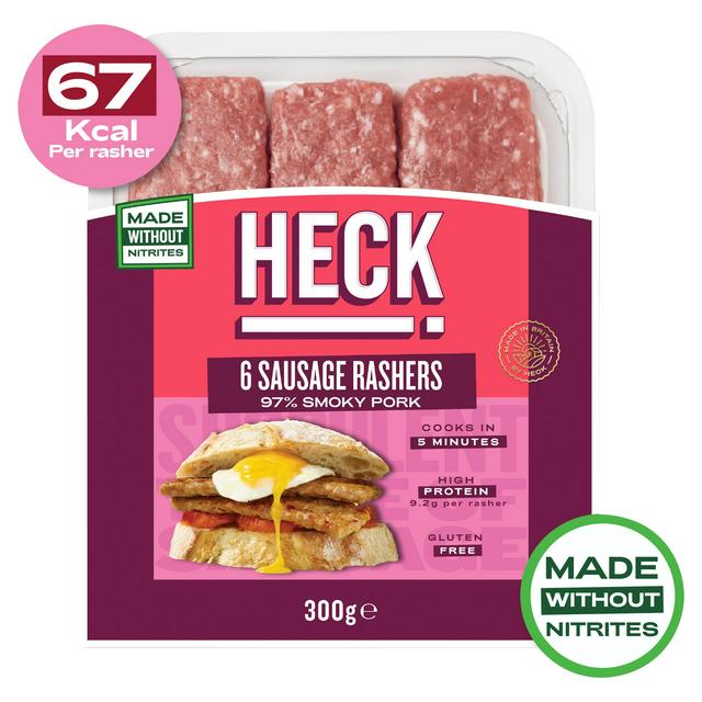 Heck! 97% Smoky Pork Gluten Free Sausage Rashers x6 300g - gallery image 1