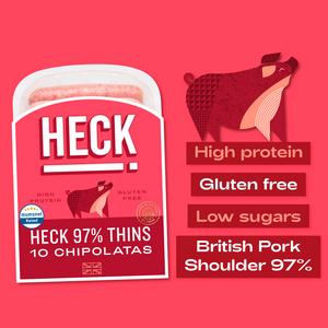 Heck 97% Pork Gluten Free Chipolata Sausages Pack x10 340g - gallery image 2
