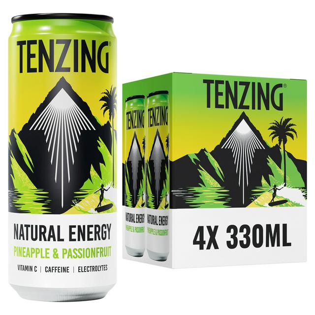 Tenzing 4 x 330ml Pineapple & Passionfruit Natural Energy Drink - gallery image 1