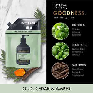 Baylis & Harding Goodness Oud Cedar & Amber Natural Hand Wash 1L - gallery image 2