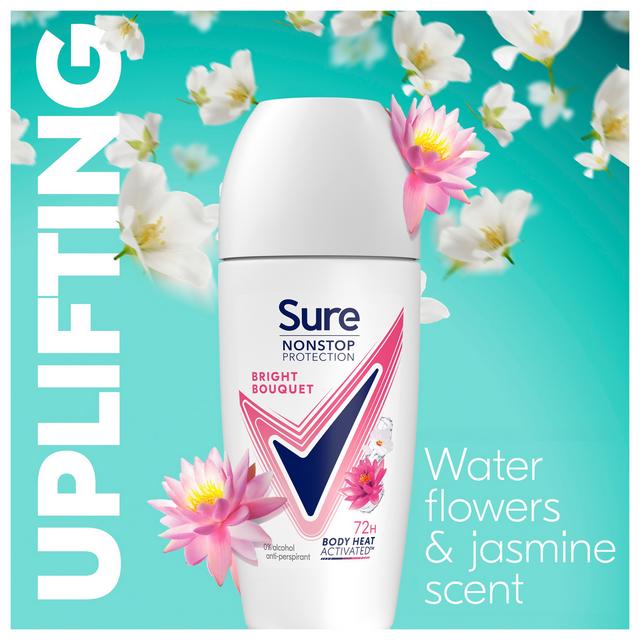 Sure Bright Bouquet Deospray – MotionSense Technologie, 72h Schutz, Alkoholfrei, Mit Erdbeer-Aprikosen-Duft