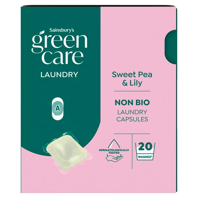 Sainsbury's Greencare Sweet Pea & Lily Non Bio Laundry Capsules 20 Washes - gallery image 1