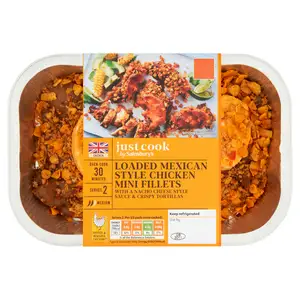 Sainsbury's Ready to Cook Loaded Mexican Style British Chicken Mini Fillets with a Nacho Cheese Style Sauce & Tortillas 400g