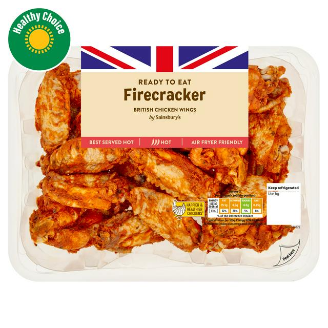Sainsburys Sainsbury's Firecracker Cooked British Chicken Wings 525g (ready to eat)