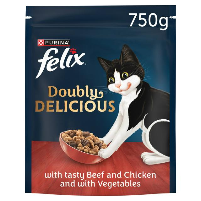 Felix Doubly Delicious Beef Chicken Vegetables Dry Cat Food 750g Sainsbury s