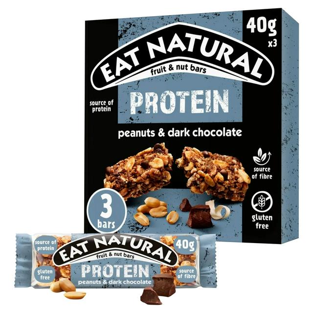 Eat Natural Protein Peanuts Dark Chocolate Fruit & Nut Cereal Bars 3x40g - gallery image 1