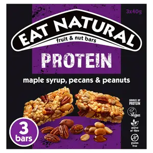 Eat Natural Protein Maple Syrup Pecans Peanuts Fruit & Nut Cereal Bars 3x40g