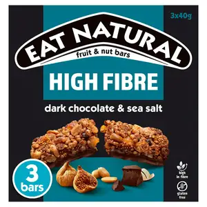 Eat Natural Fibre Dark Chocolate Sea Salt Fruit & Nut Cereal Bars 3x40g