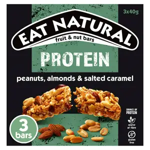 Eat Natural Protein Peanuts Almonds Salted Caramel Fruit & Nut Cereal Bars 3x40g