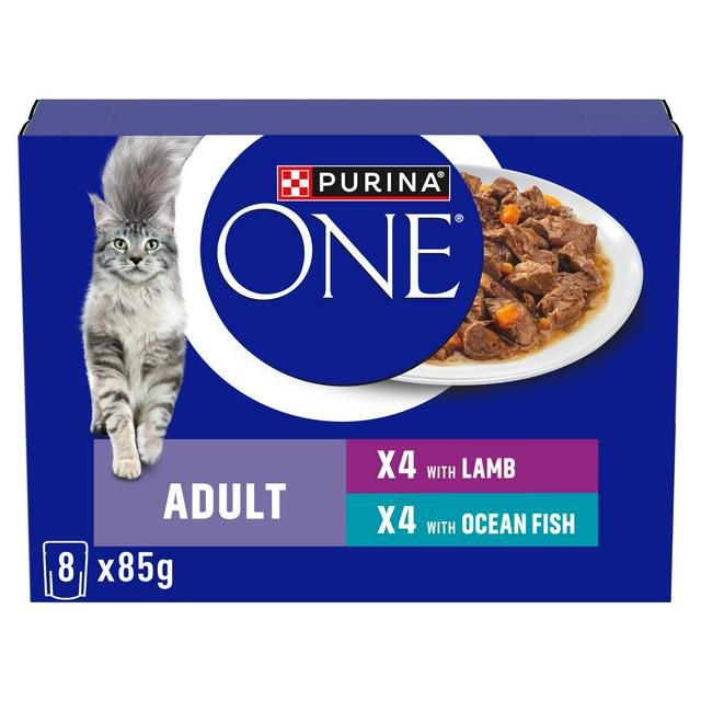 Purina One Mini Fillets Ocean Fish & Lamb Wet Cat Food 8 x 85g - gallery image 1