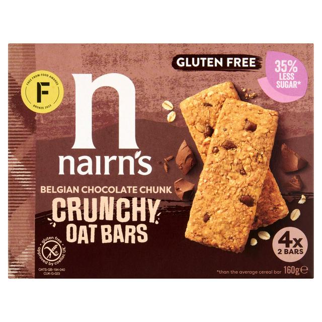 Nairn's Belgian Chocolate Chunk Crunchy Oat Bars x8 160g - gallery image 1