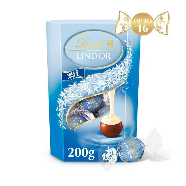 Lindt Lindor Milk & White Chocolate Truffles Box 200g - gallery image 1