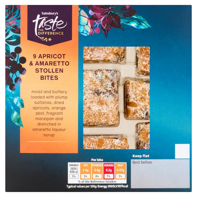 Sainsbury's 9 x Apricot & Amaretto Stollen Bites, Taste the Difference 175g - gallery image 1