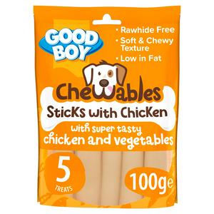 Chewables Chicken Sticks Rawhide Free Dog Treats 5 pack 100g