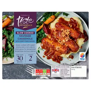 Sainsbury's Slow Cooked Meaty British Pork Sausage Casserole with Crispy Onions, Taste the Difference 535g (serves 2)