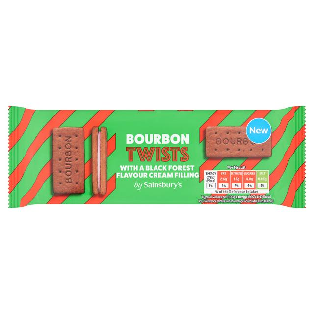 Sainsbury's Bourbon Twists with a Black Forest Flavour Cream Filling 150g - gallery image 1