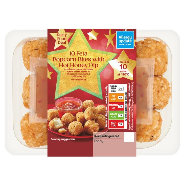 Sainsbury's Feta Popcorn Bites with Chilli Honey Dip x10 210g - gallery image 1