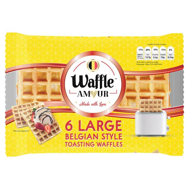 Sainsburys Waffle Amour Large Belgian Style Toasting Waffles 6x41.67g