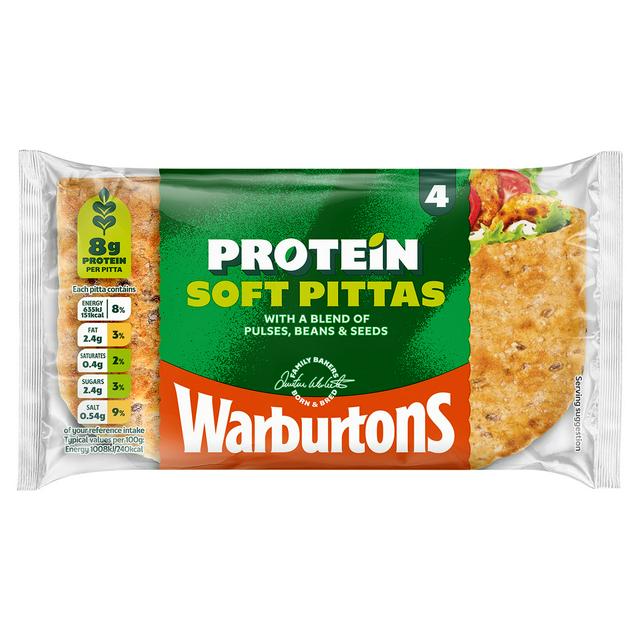 Warburtons Protein Soft Pittas x4 - gallery image 1