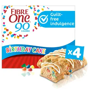 Fibre One 90 Calorie Birthday Cake Bar Snack 4x24g