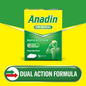 Anadin Original Aspirin & Caffeine Pain Relief Tablets x16 - gallery image 2