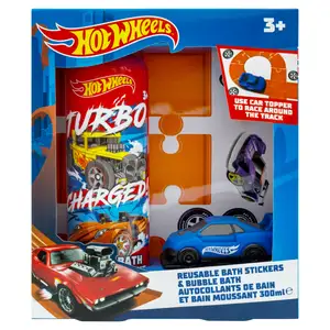 Hot Wheels Reusable Bath Stickers & Bubble Bath 300ml