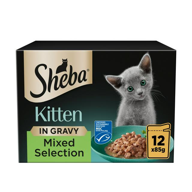 Sheba Mixed Selection Kitten Wet Cat Food Pouch In Gravy 12x85g Sainsbury s