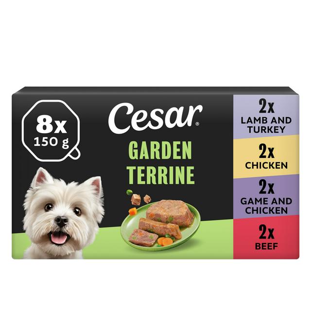 Cesar Garden Terrine Wet Dog Food Tray Mixed In Loaf 8 x 150g - gallery image 1