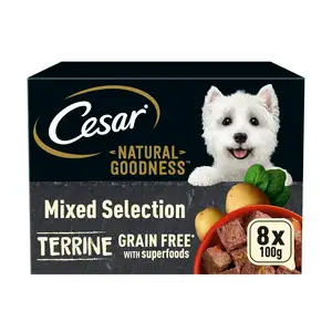 Cesar Natural Goodness Grain Free Adult Dog Food Mix Terrine Tray 8x100g