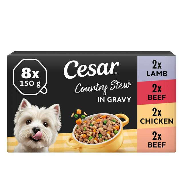Cesar Juicy Hotpot Adult Wet Dog Food Trays Mixed In Gravy 8 x 150g - gallery image 1