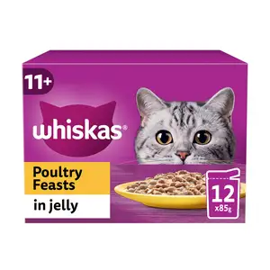 Whiskas 11+ Poultry Feasts in Jelly Senior Wet Cat Food Pouches 12 x 85g