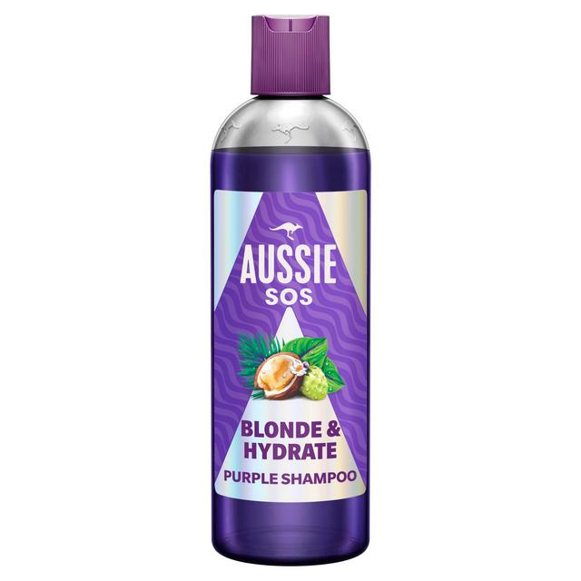 Aussie Sos Blonde & Hydrate Purple Shampoo For Bleached Highlighted Grey Hair 300ml - gallery image 1