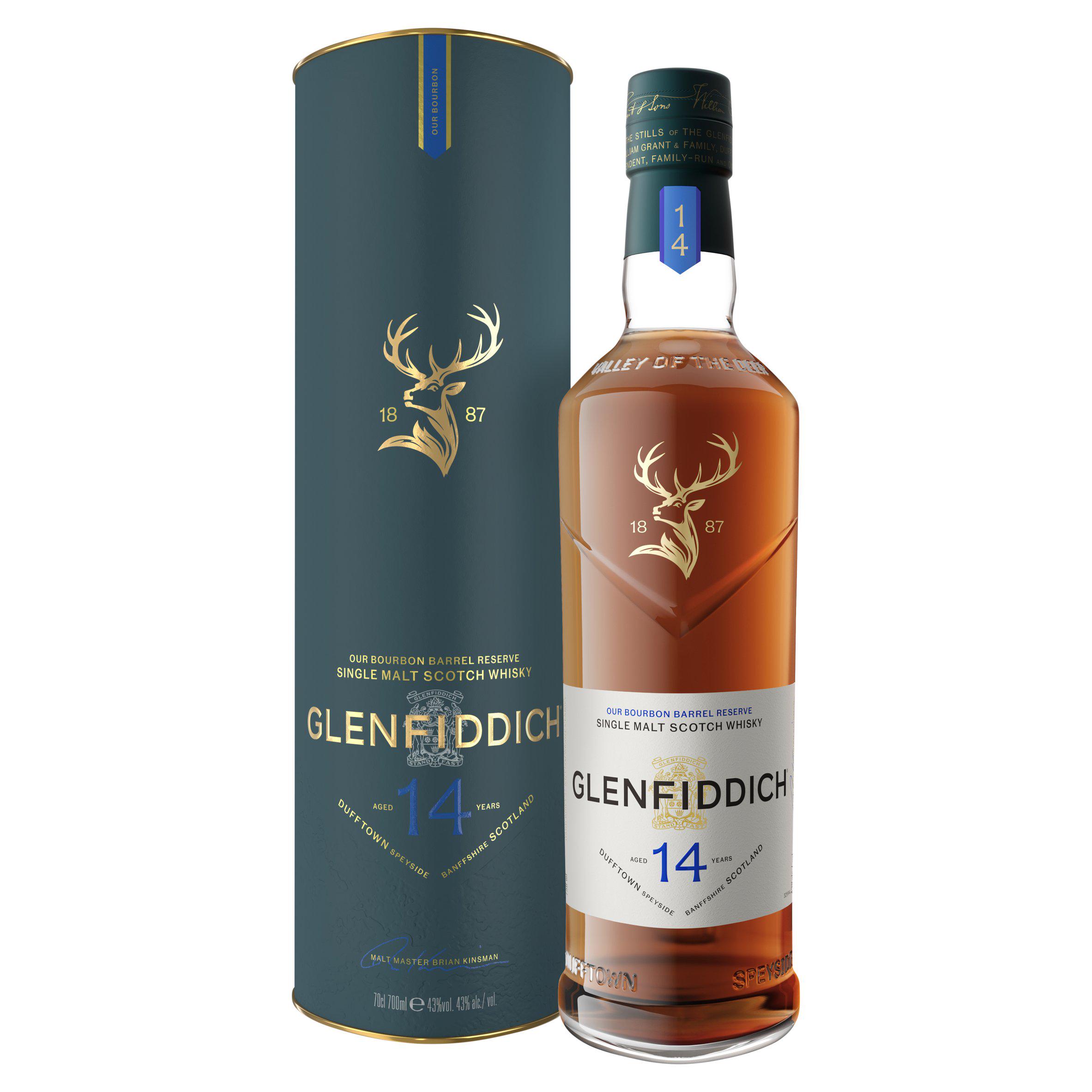 Glenfiddich 14 Year Old Bourbon Barrel Reserve Single Malt Scotch Whisky 70cl
