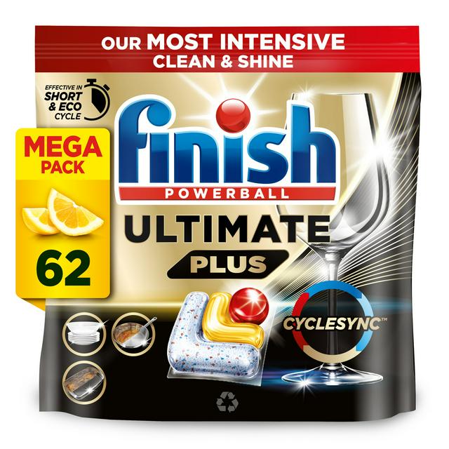 Finish Ultimate Plus All In One Dishwasher Tablets Lemon - 62 Tabs