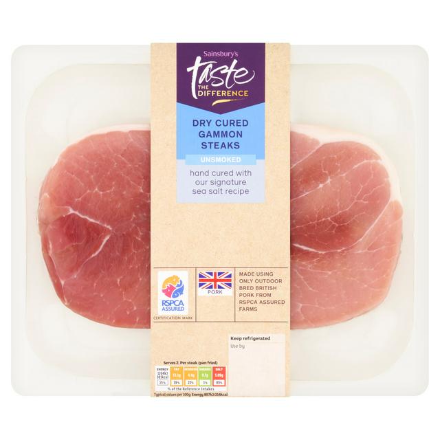 Taste the Difference Sainsbury's Dry Cured Gammon Steaks Unsmoked, Taste the Difference 400g