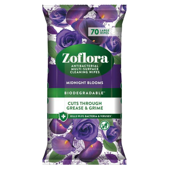 Zoflora antibacterial large cleaning wipes midnight blooms
