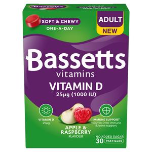 Bassetts Vitamins Vitamin D Apple & Raspberry Flavour Pastilles Adult x30 - gallery image 2