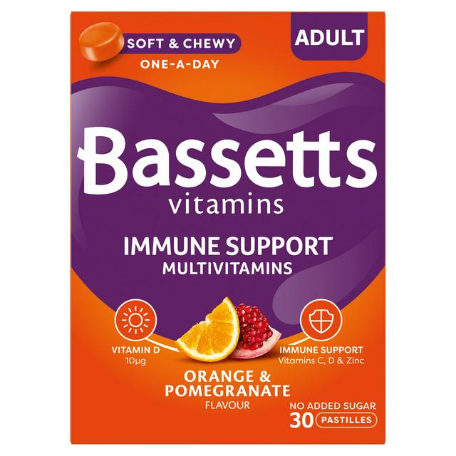 Bassetts Adult Immune Support Multivitamins Orange and Pomegranate Pastilles 30s