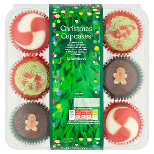 Sainsbury's Christmas Cupcakes x9