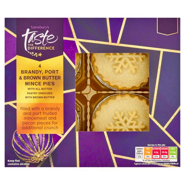 Sainsbury's Brandy & Brown Butter Mince Pies, Taste the Difference x4 - gallery image 1