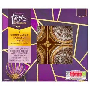 Sainsbury's Chocolate & Hazelnut Tarts with All Butter Pastry, Taste the Difference x4 170g