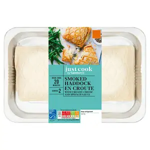 Sainsbury's Ready to Cook Smoked MSC Haddock En Croute x2 380g