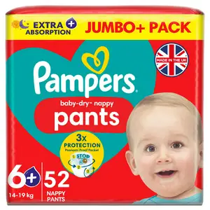 Pampers Baby Dry Nappy Pants Nappies Size 6+, 14kg-19kg x52