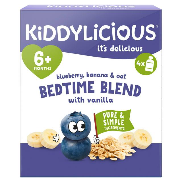 Kiddylicious Bedtime Blend Blueberry Banana & Oat Pouches 4x100g