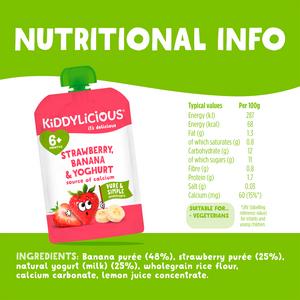 Kiddylicious Strawberry, Banana & Yoghurt Pouch Baby Food 4x100g - gallery image 3