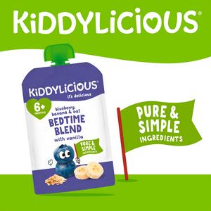Kiddylicious Blueberry, Banana & Oat Bedtime Blend with Vanilla Pouch Baby Food 100g - gallery image 2
